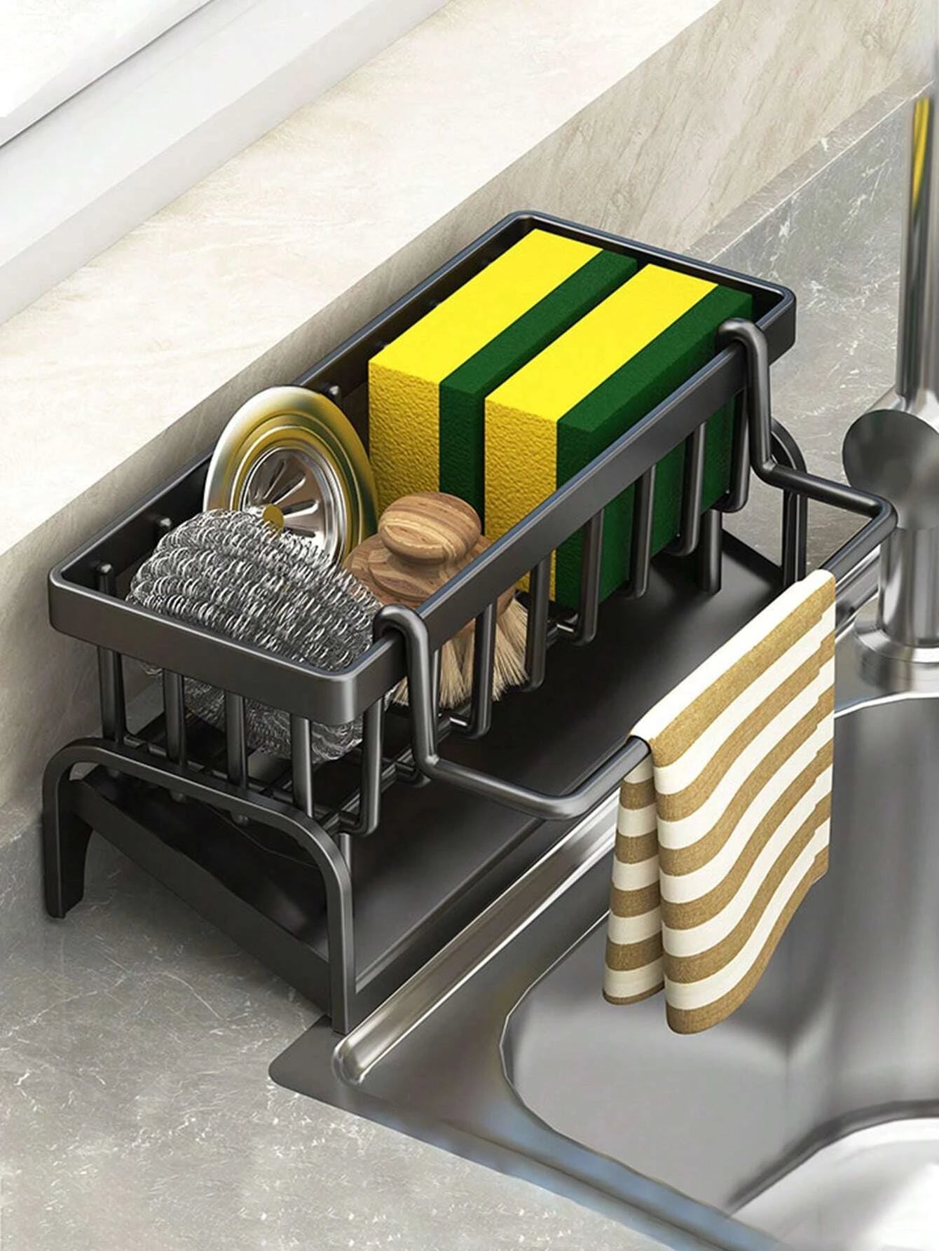 Multifunctional Kitchen Sponge Holder with Drainage Rack