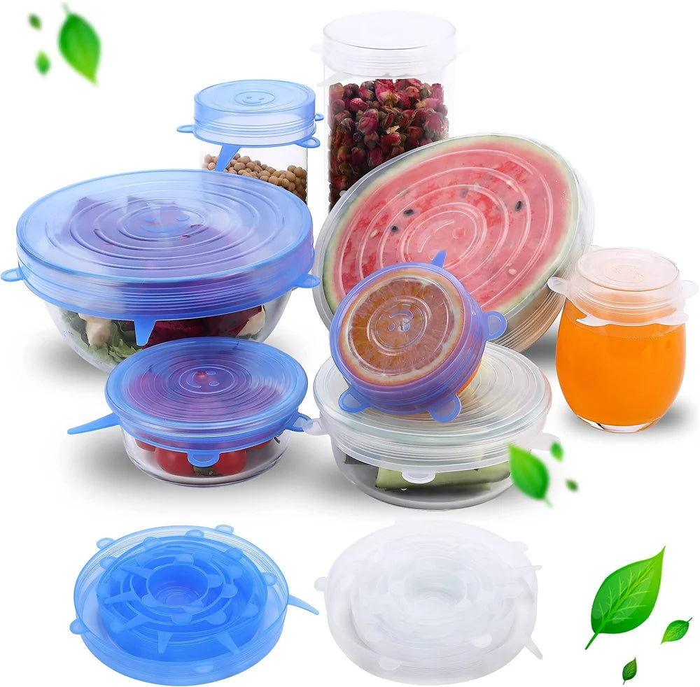 Versatile 6-Piece Food Grade Silicone Lids for Kitchen Storage