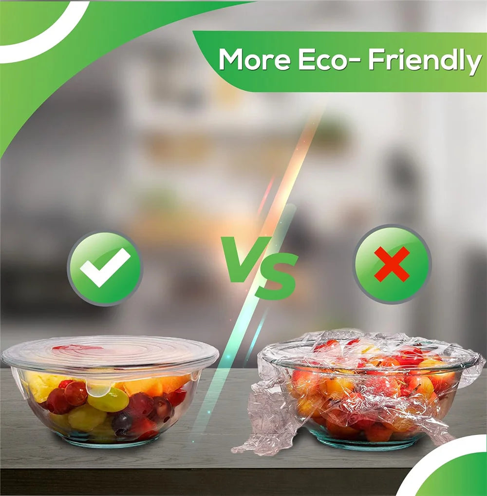 Versatile 6-Piece Food Grade Silicone Lids for Kitchen Storage