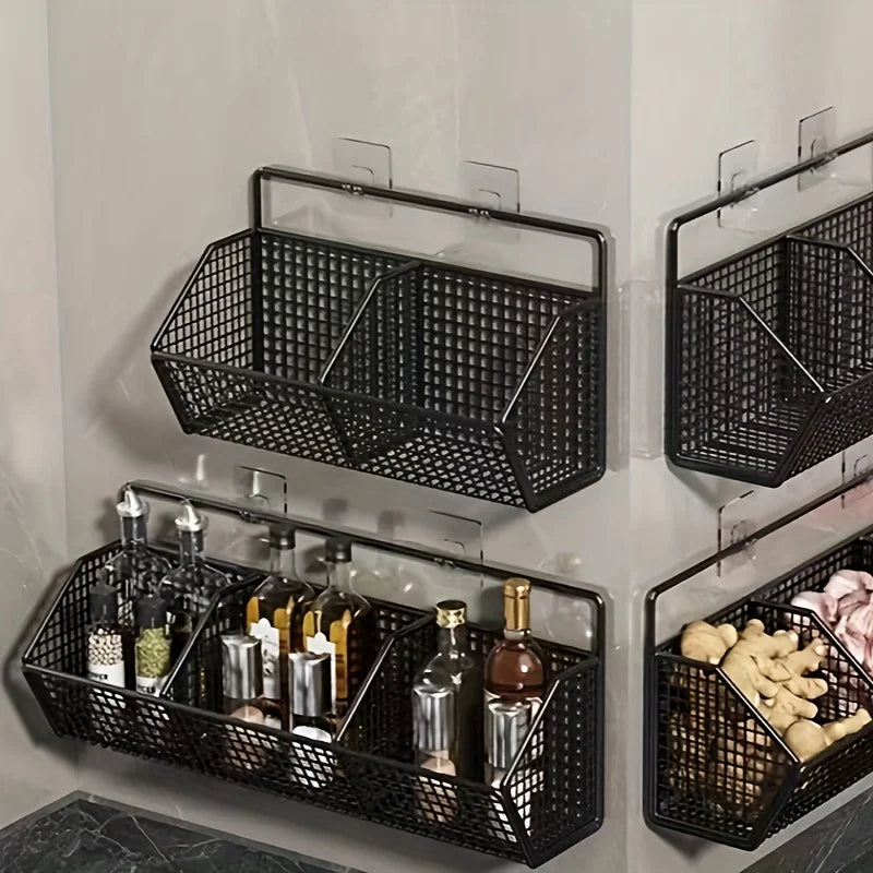 Stylish Wall-Mounted Kitchen Organizer with Multiple Grids