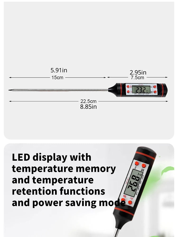 Digital Food Thermometer with LCD Display