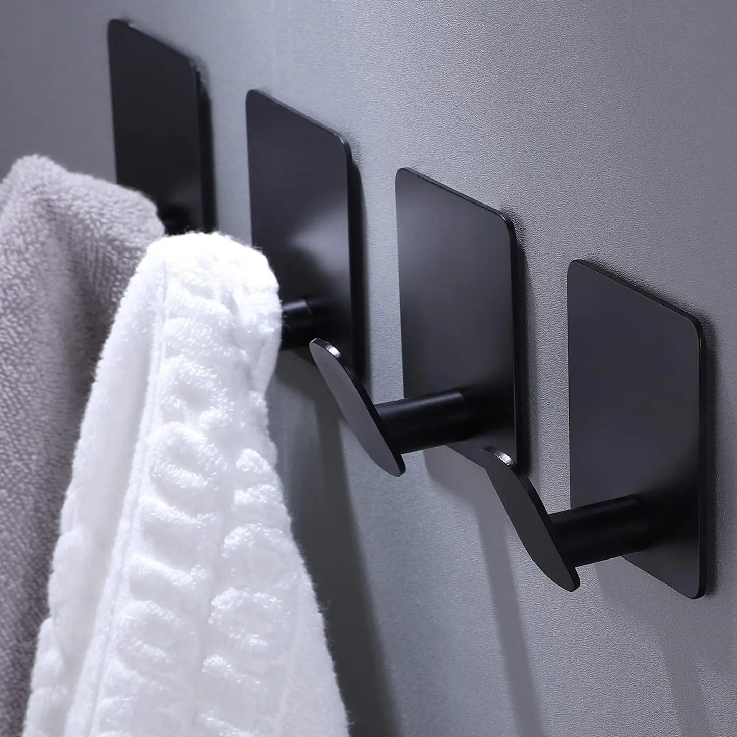 Stylish Stainless Steel Adhesive Bathroom Hooks - Multiple Packs