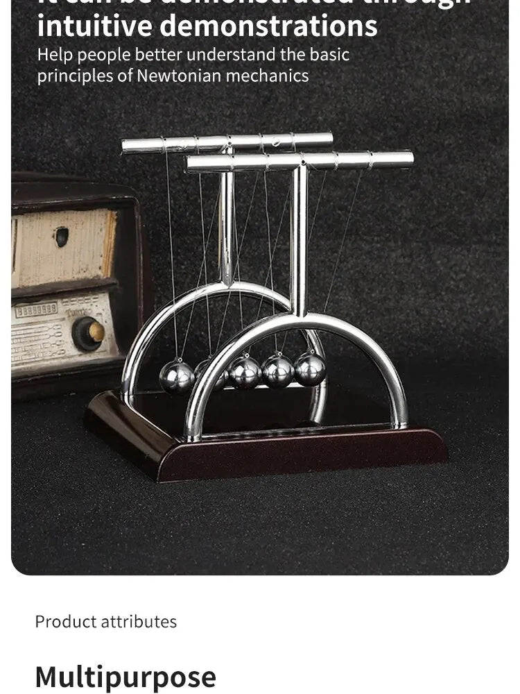 Classic Newton's Cradle Physics Toy for Stress Relief