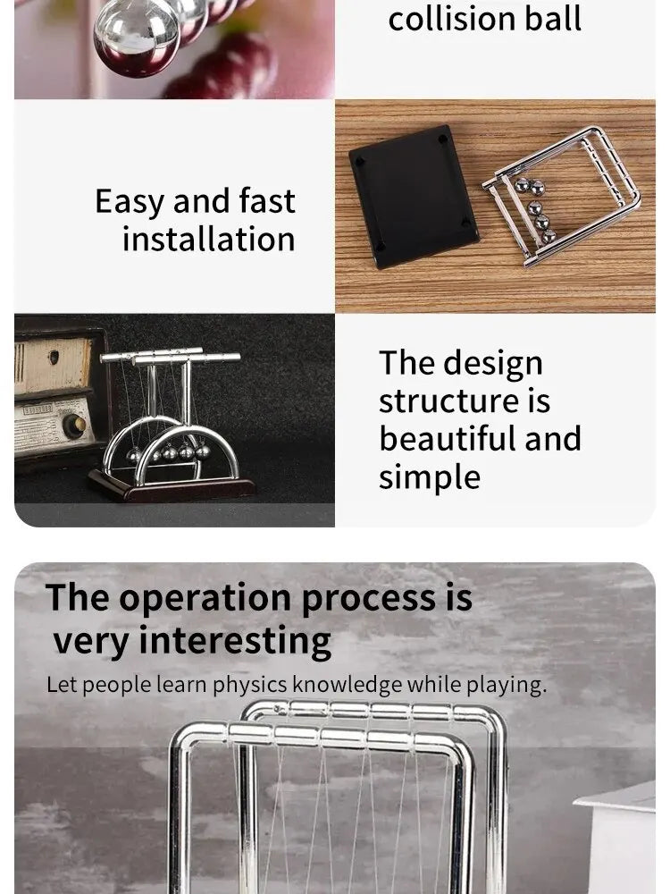 Classic Newton's Cradle Physics Toy for Stress Relief