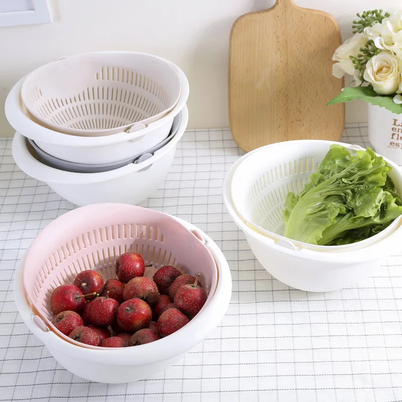 Versatile Double Layer Draining Basket for Fruits and Vegetables