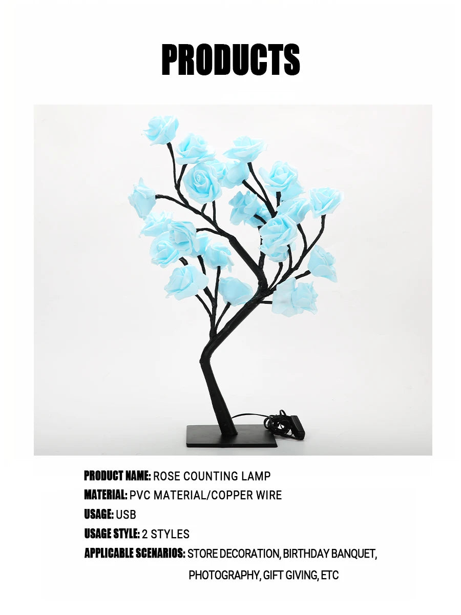 USB Rose Tree Lamp - Color Changing Night Light