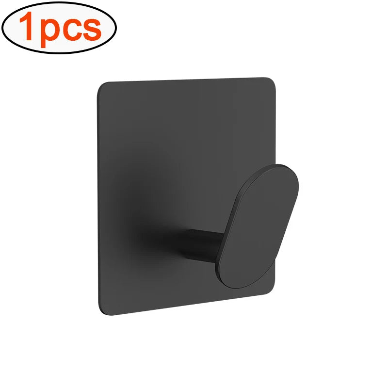 Stylish Stainless Steel Adhesive Bathroom Hooks - Multiple Packs