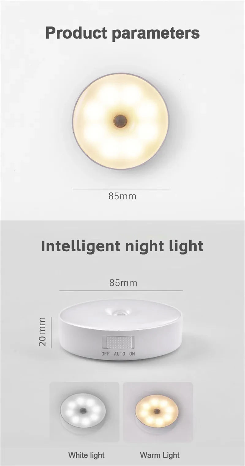 Smart LED Nightlight with Human Motion Sensor and USB Charging
