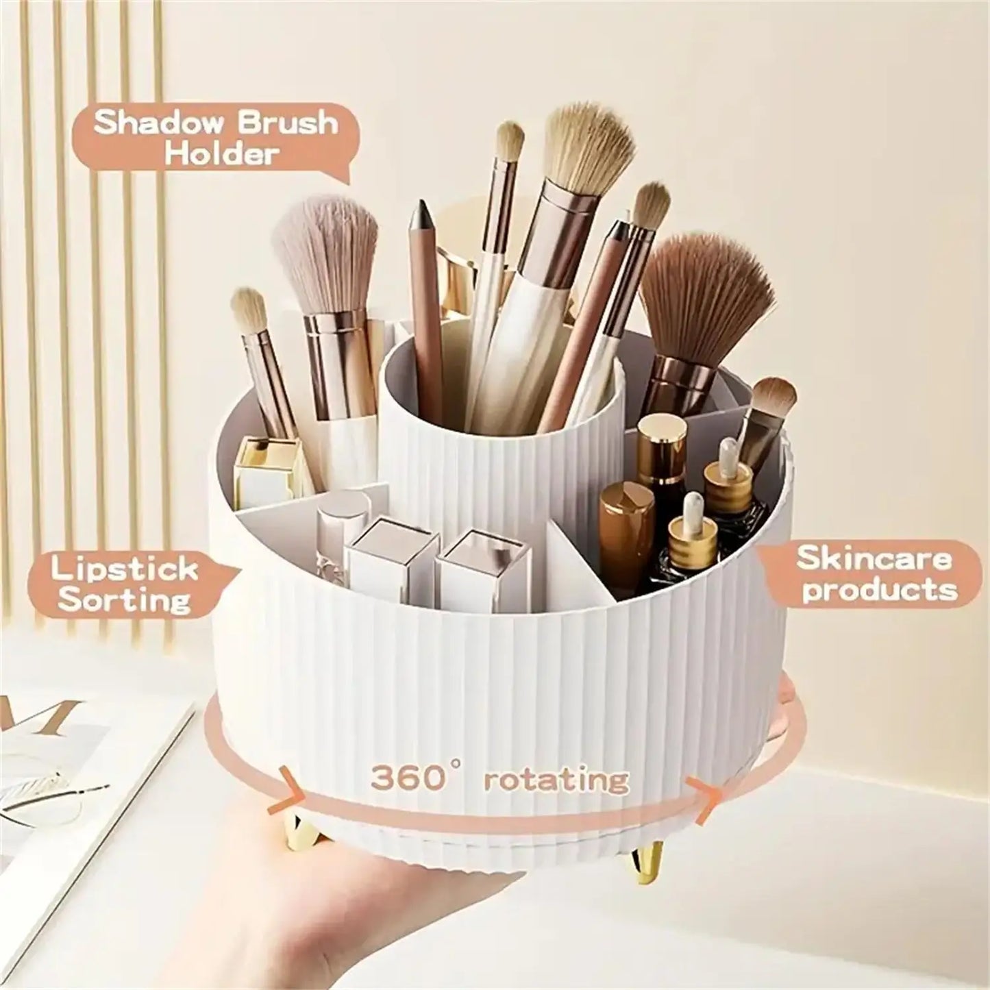 360-Degree Rotating Makeup Organizer with Five Compartments