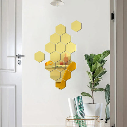 Geometric Hexagonal Mirror Set for Home Decoration