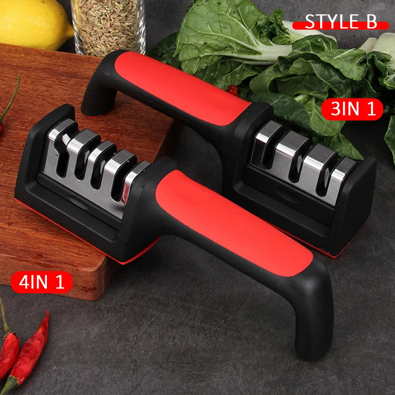 Ergonomic 3-Stage Knife Sharpener for Kitchen Use