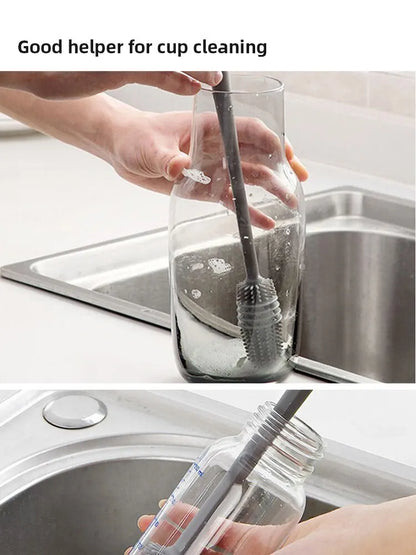 Grey Long Handle Silicone Cup Brush for Deep Cleaning