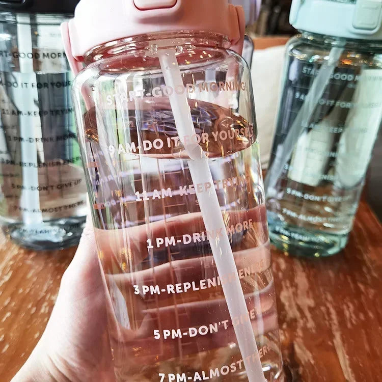 Motivational 2L Water Bottle with Straw - Stylish Hydration