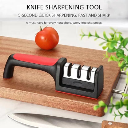 Ergonomic 3-Stage Knife Sharpener for Kitchen Use