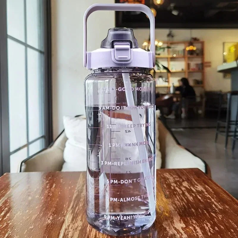 Motivational 2L Water Bottle with Straw - Stylish Hydration