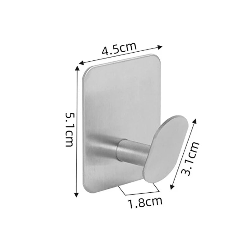 Stylish Stainless Steel Adhesive Bathroom Hooks - Multiple Packs