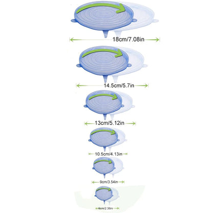 Versatile 6-Piece Food Grade Silicone Lids for Kitchen Storage