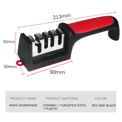 Ergonomic 3-Stage Knife Sharpener for Kitchen Use