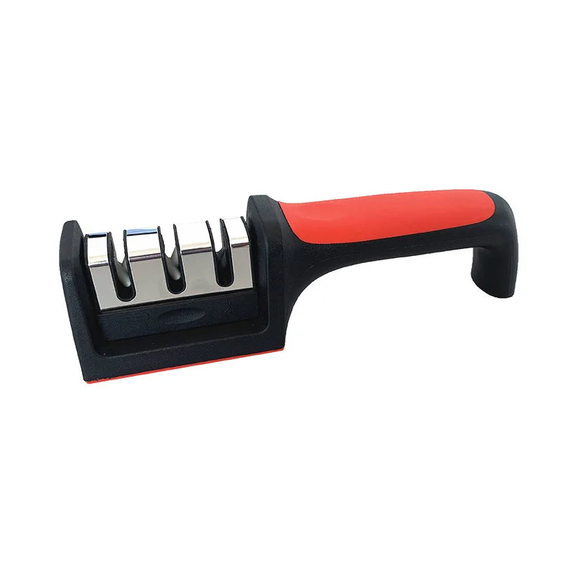 Ergonomic 3-Stage Knife Sharpener for Kitchen Use