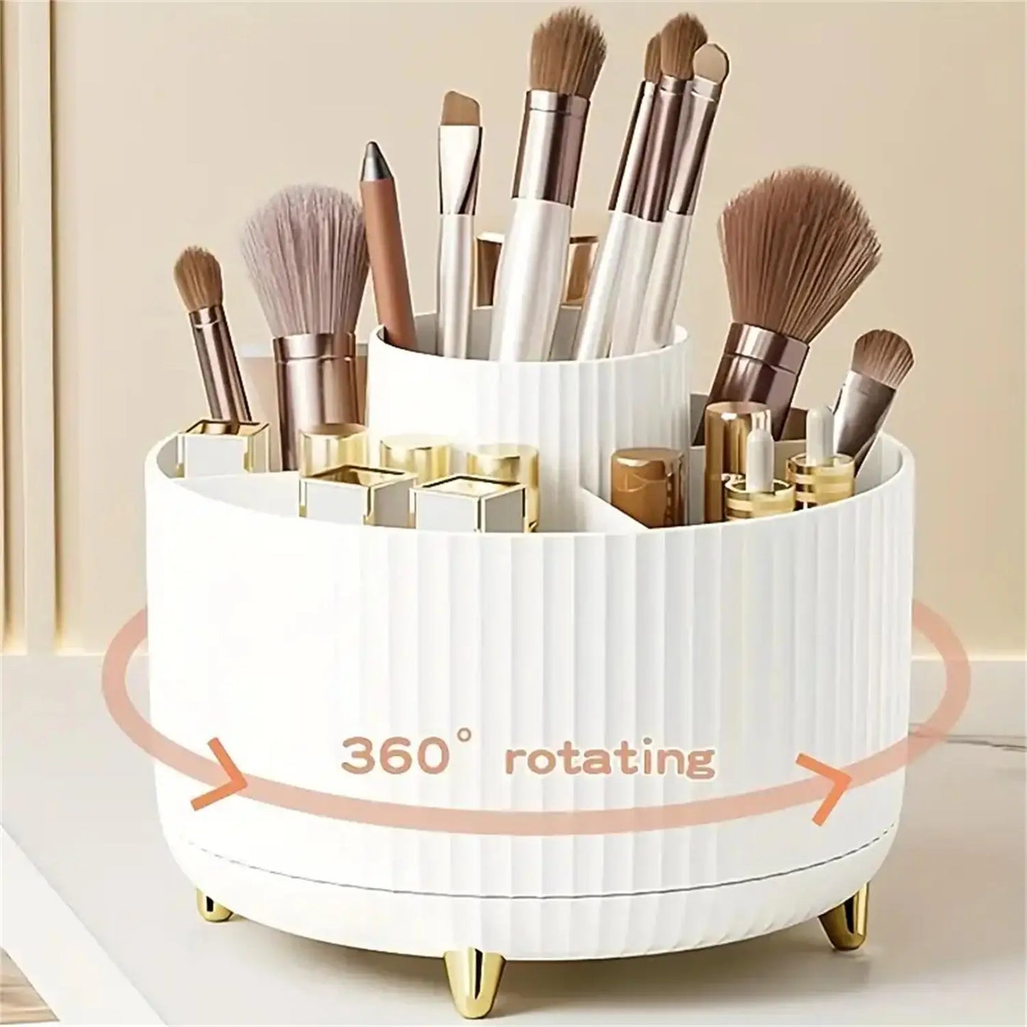 360-Degree Rotating Makeup Organizer with Five Compartments