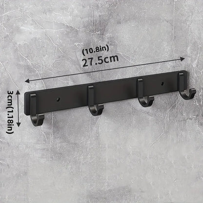 Versatile Black Aluminum Hook Rack for Home Storage