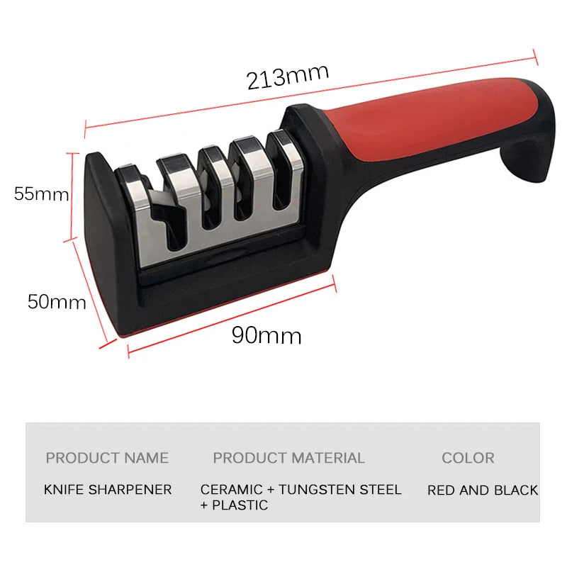 Ergonomic 3-Stage Knife Sharpener for Kitchen Use