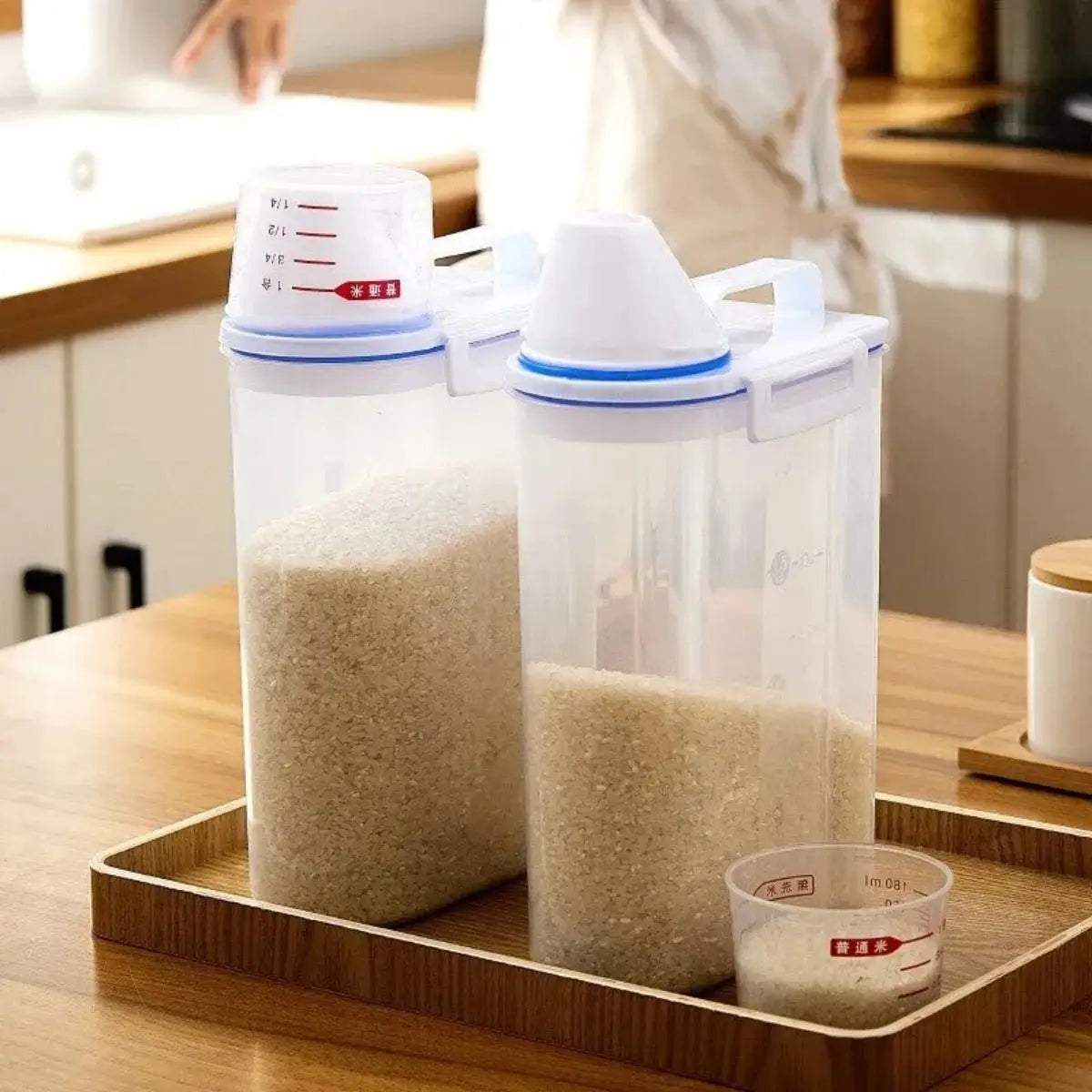 Multi-Functional Food Storage Canister with Measuring Cup