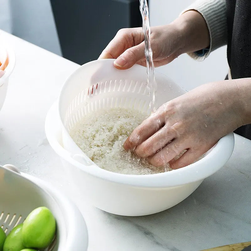 Versatile Double Layer Draining Basket for Fruits and Vegetables