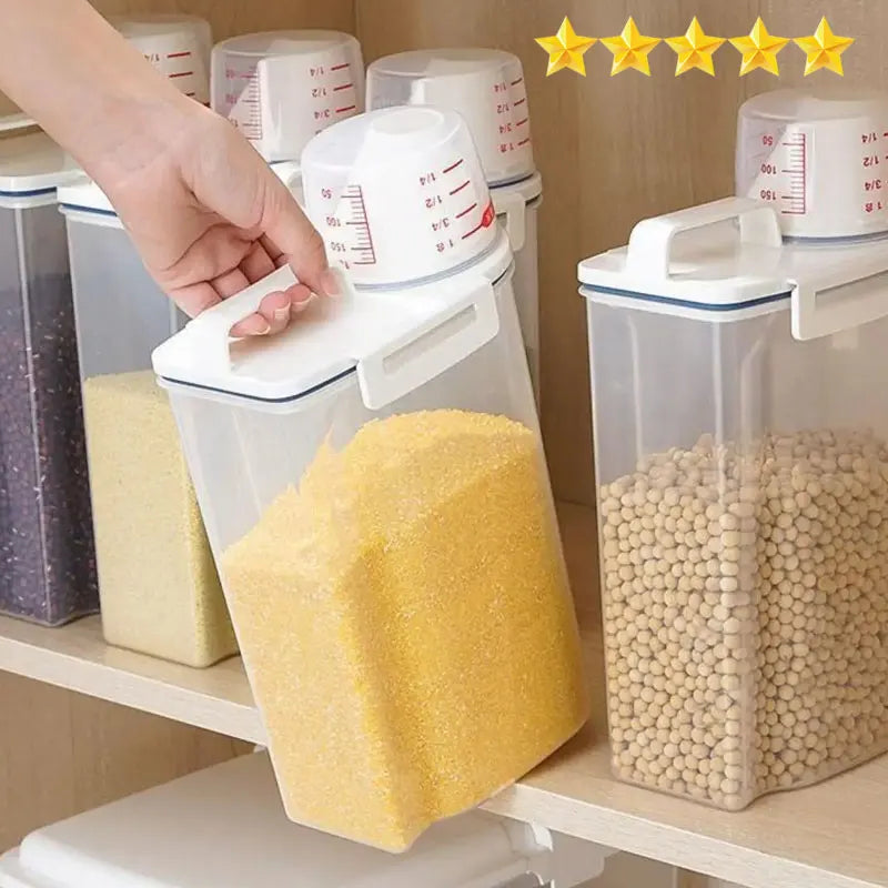 Multi-Functional Food Storage Canister with Measuring Cup