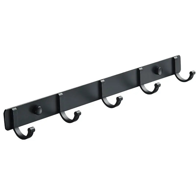 Versatile Black Aluminum Hook Rack for Home Storage