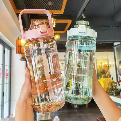 Motivational 2L Water Bottle with Straw - Stylish Hydration