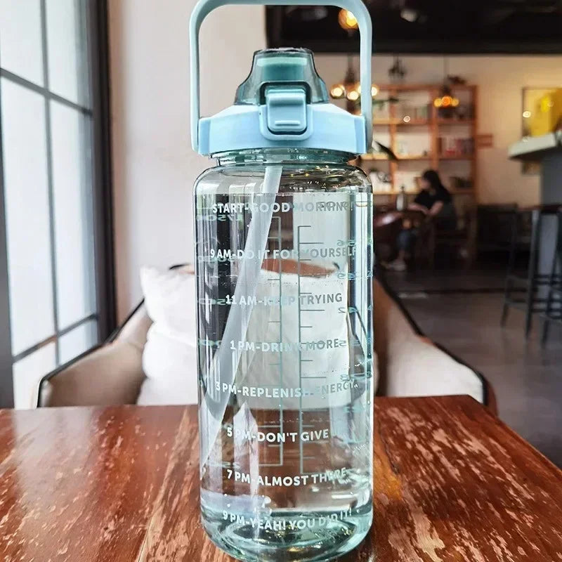 Motivational 2L Water Bottle with Straw - Stylish Hydration