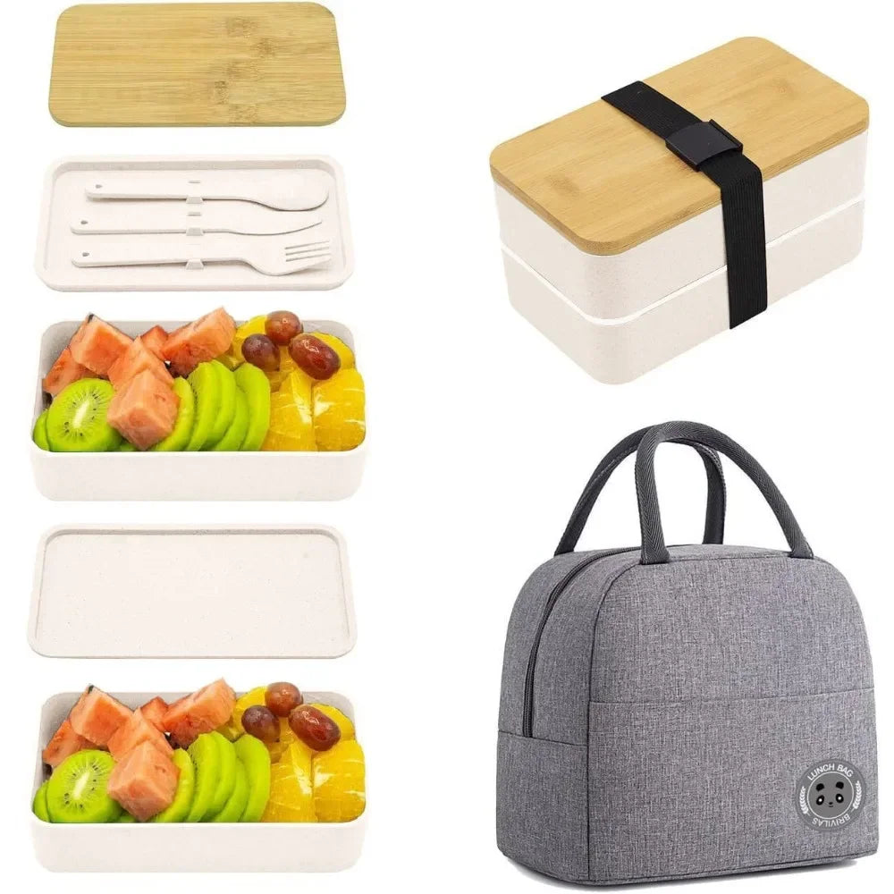 Large Capacity Stackable Bento Lunch Box with Insulated Bag