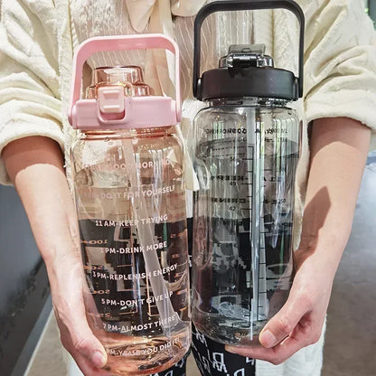 Motivational 2L Water Bottle with Straw - Stylish Hydration