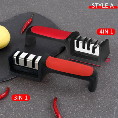 Ergonomic 3-Stage Knife Sharpener for Kitchen Use