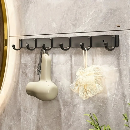 Versatile Black Aluminum Hook Rack for Home Storage