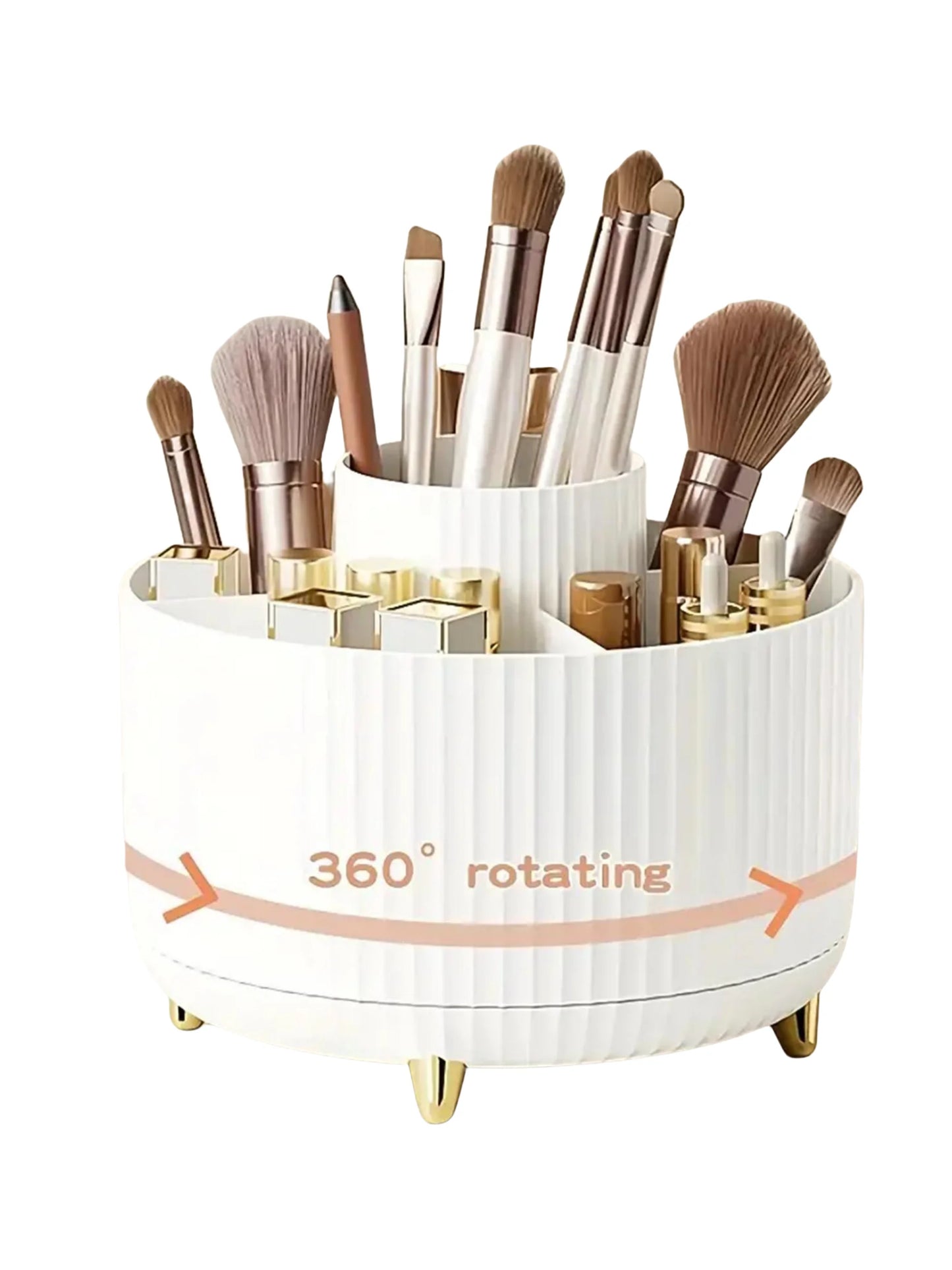 360-Degree Rotating Makeup Organizer with Five Compartments