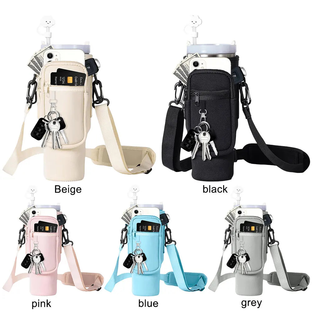 Stylish 40oz Water Bottle Carrier with Adjustable Strap