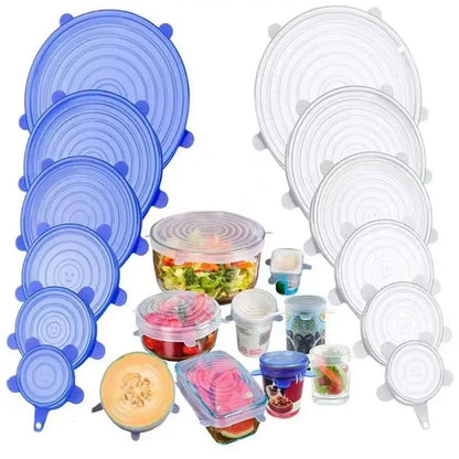 Versatile 6-Piece Food Grade Silicone Lids for Kitchen Storage