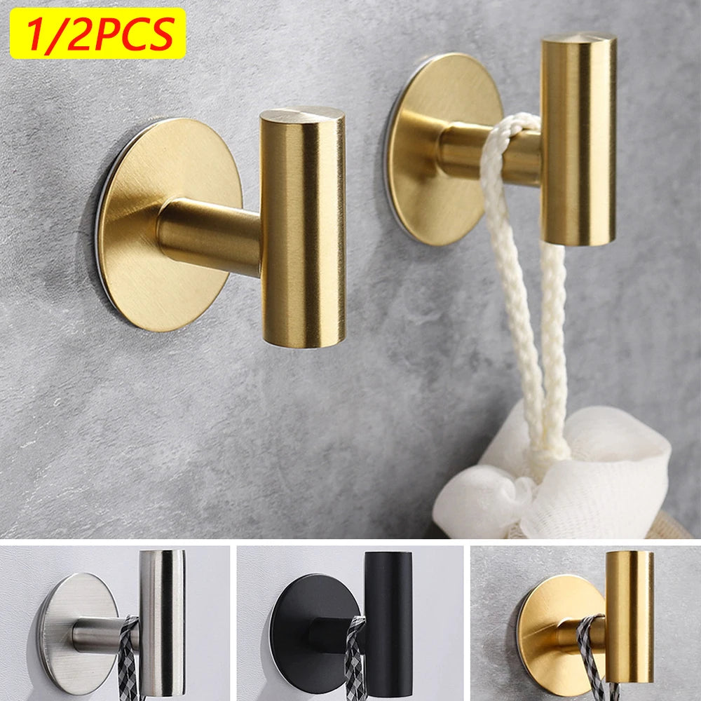 Stylish Self-Adhesive Stainless Steel Hooks for Home Organization