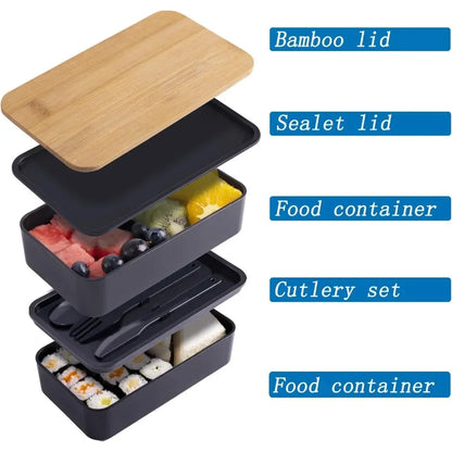 Large Capacity Stackable Bento Lunch Box with Insulated Bag