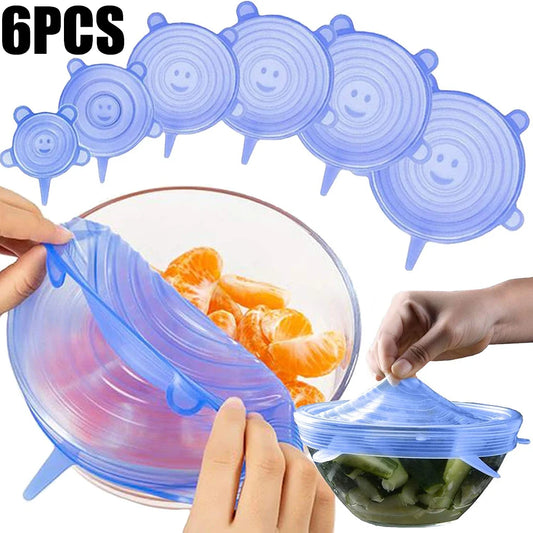 Versatile 6-Piece Food Grade Silicone Lids for Kitchen Storage