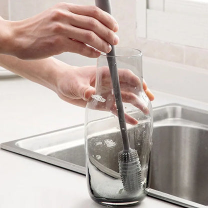 Grey Long Handle Silicone Cup Brush for Deep Cleaning