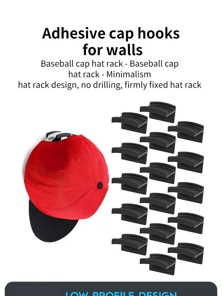 Minimalist Black Hat Hooks - 10 Pack Stylish Storage