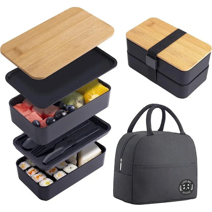 Large Capacity Stackable Bento Lunch Box with Insulated Bag