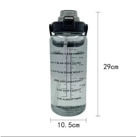 Motivational 2L Water Bottle with Straw - Stylish Hydration