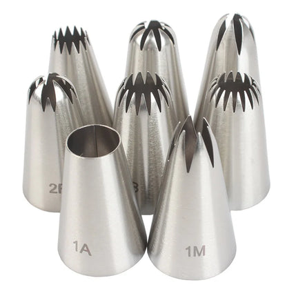 Versatile 8-Piece Stainless Steel Piping Nozzle Set