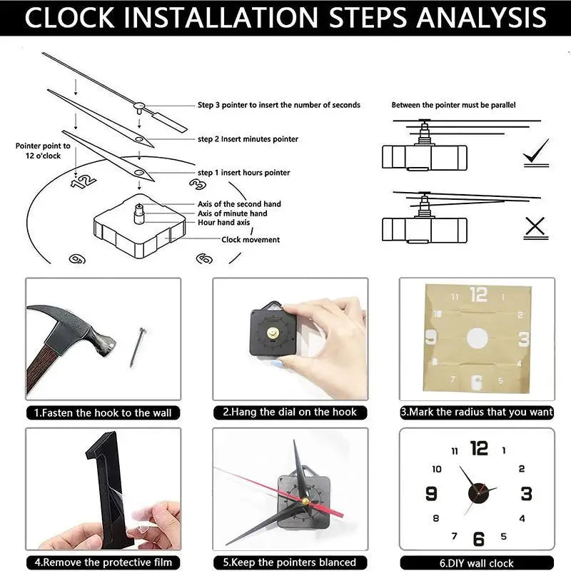 Elegant Frameless DIY Wall Clock for Home and Office