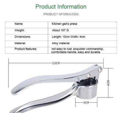 Stainless Steel Garlic Press - Effortless Crushing Tool