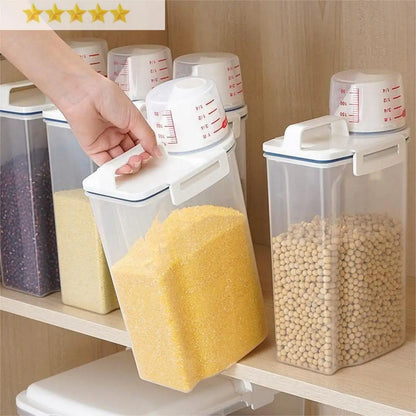 Multi-Functional Food Storage Canister with Measuring Cup